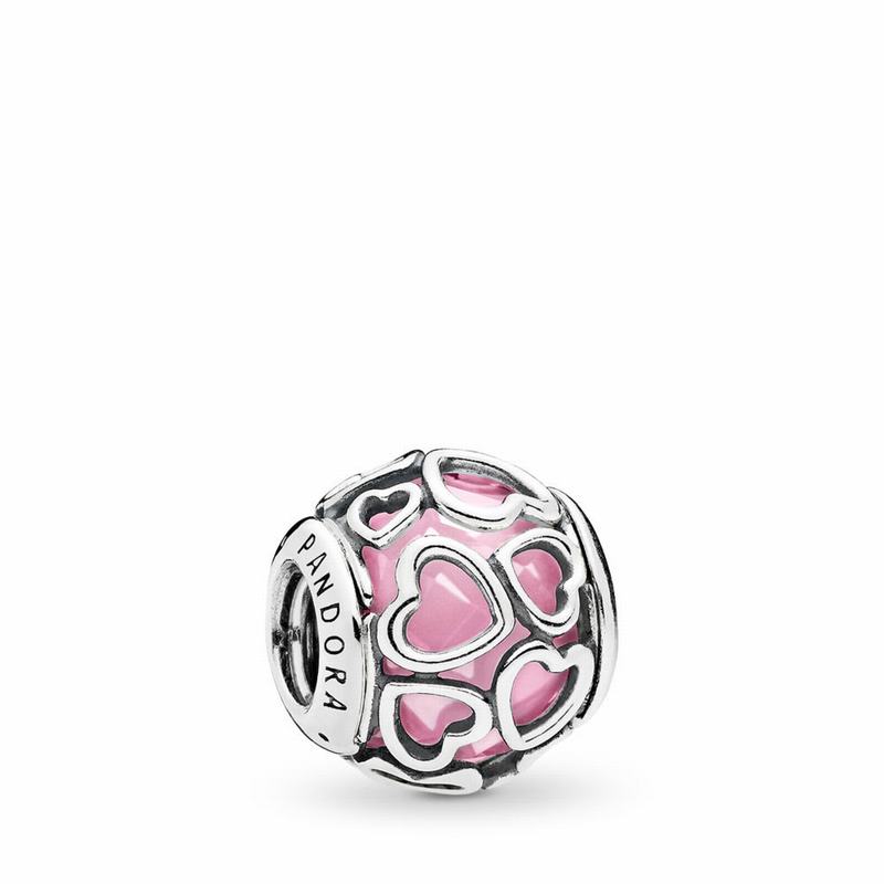 Pandora Encased In Love Charm - Sterling Silver/Pink/Cubic Zirconia - Canada | AX4992LC